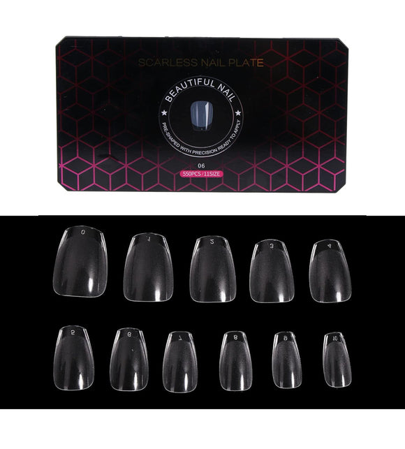 CAJA DE UÑAS 06 SOFT GEL TIPS 550 SCARLESS CORTAS CUADRADAS