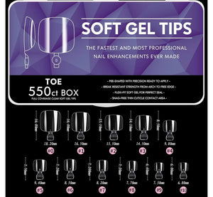 CAJA DE UÑAS SOFT GEL TIPS 550 TOE (uñas para pies)