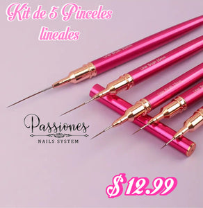 184D  KIT DE PINCELES DE 5 LINEALES FUSCIA