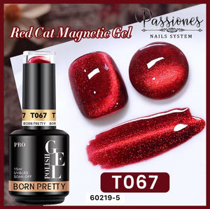 GEL POLISH RED CAT EYE MAGNETIC GEL ROJO T067