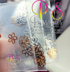 804E FLORES METALICAS ROSE GOLD Y SILVER 20PCS