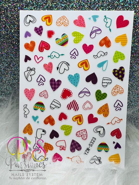 YZW-S323 STICKERS CORAZONES EN COLORES