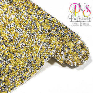 28H PLACEMAT DE CRISTALES AMARILLO/PLATEADO