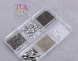 149P CAJA 6pcs CRISTALES Y BULLONES PEWTER