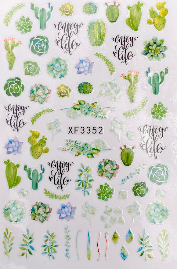 XF3352 STICKER CACTUS & LEAVES